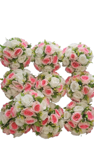 Artificial Flower Balls - Pink White (1Pc)