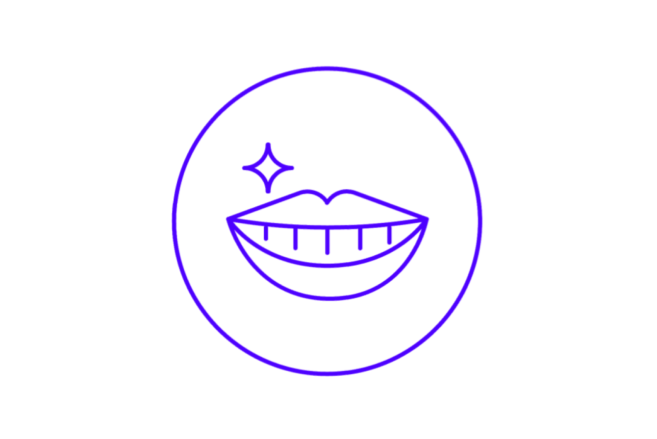 Lifetime of confidence with SmileDirectClub - blurple smiling mouth icon