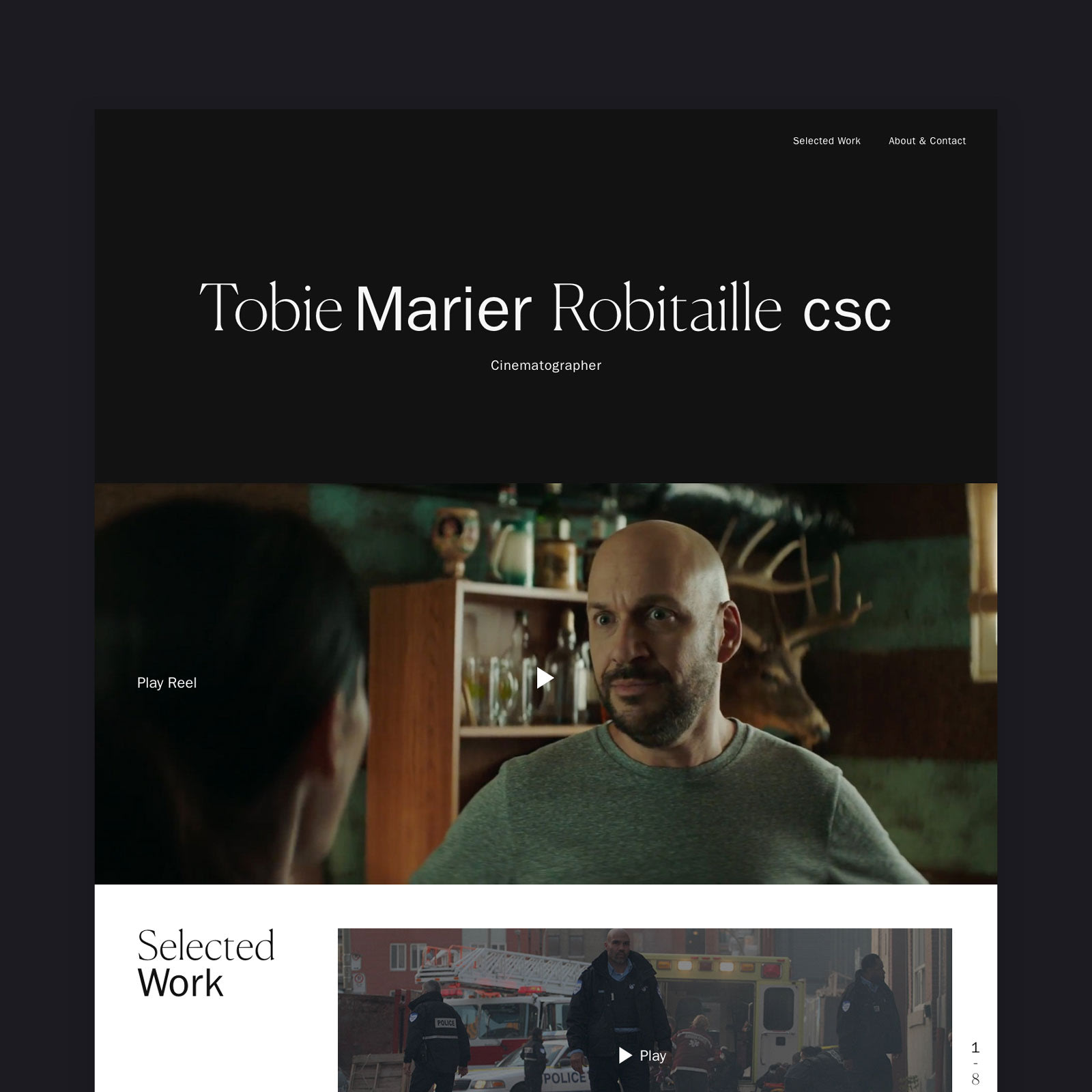 MILL3 homepage desktop mockup for tobie marier robitaille showcase website