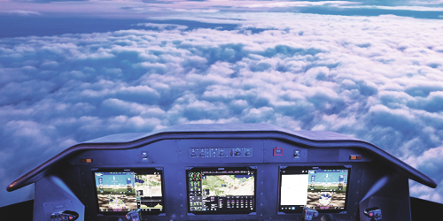 small photo of aircraft dashboard with garmin technology