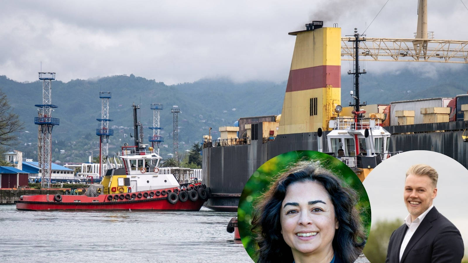 Image of a port and authors photos