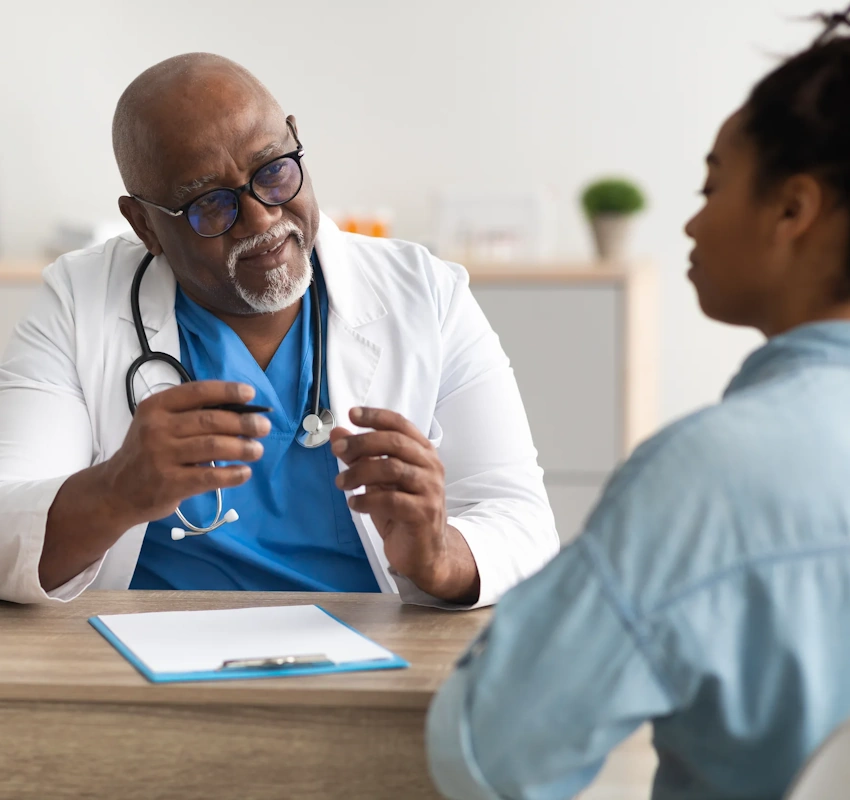 Doctor is talking to the patient