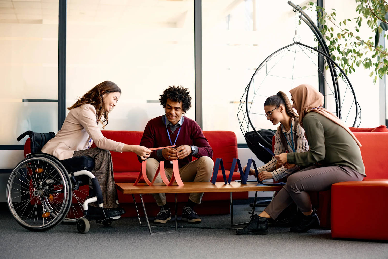 People are relaxing in the office