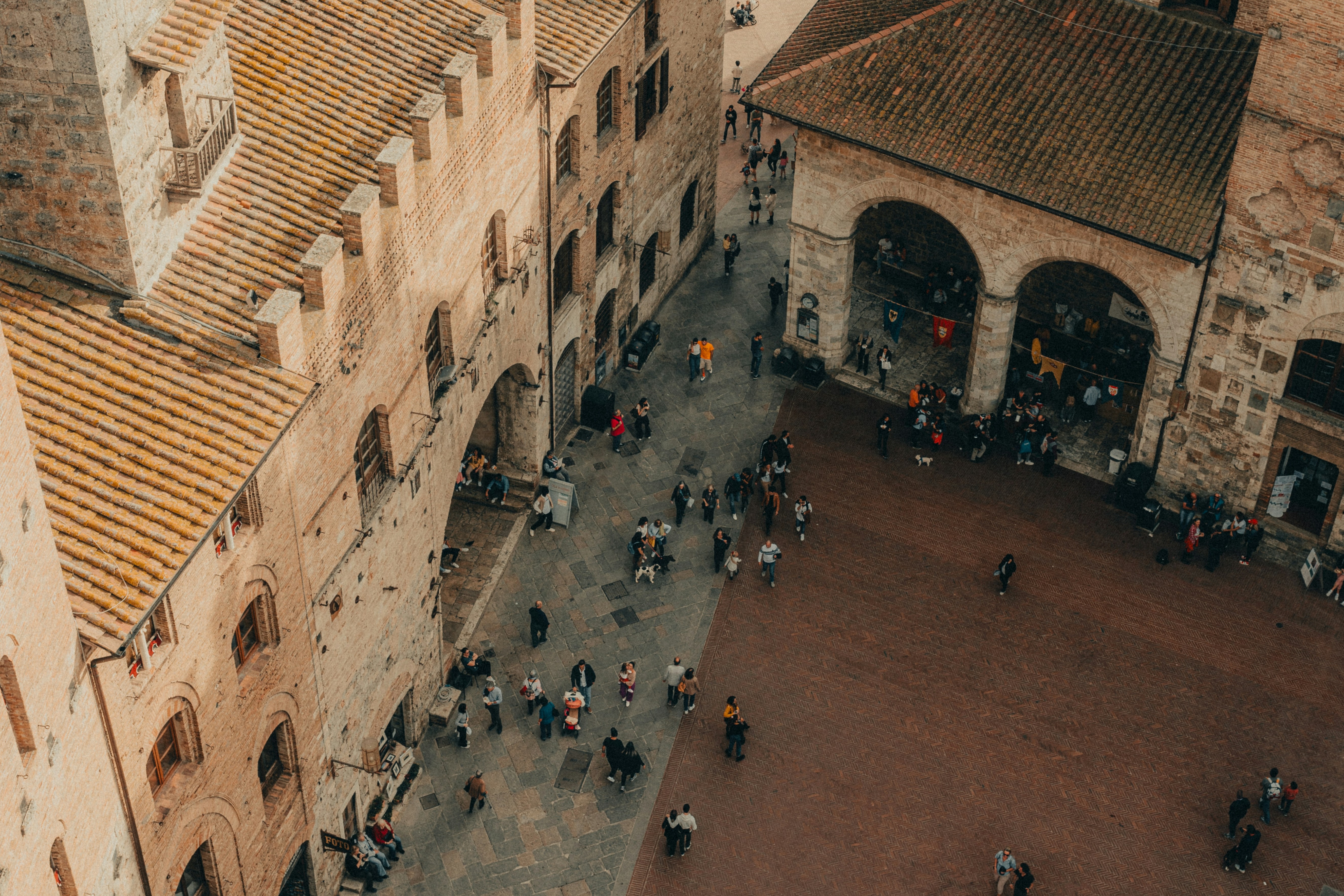 aerial view of a popular plaza in Italy