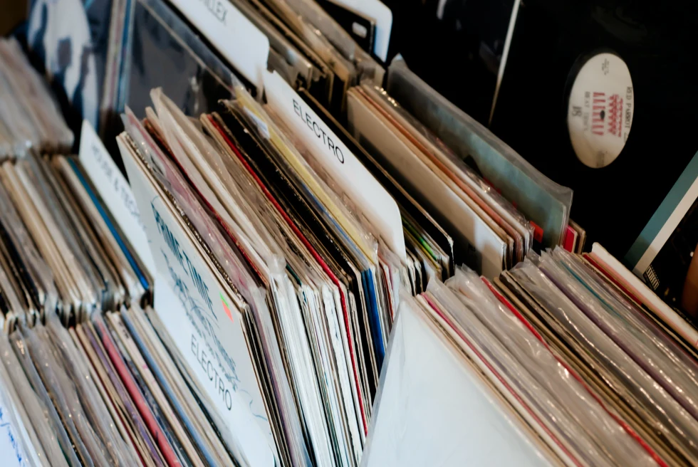 Stacks of records in Austin, Texas