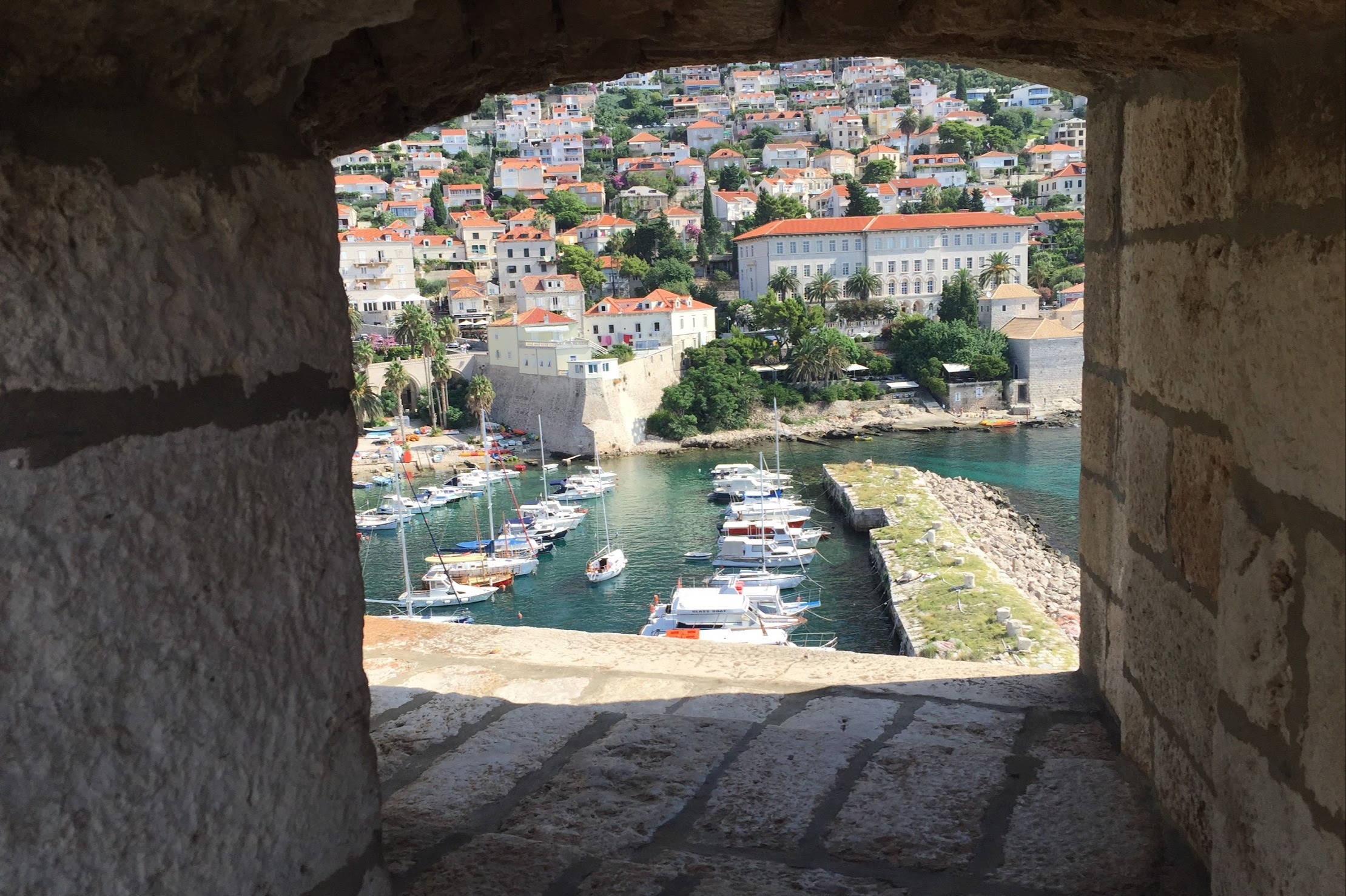 A peeking view of the marina in Dubrovnik.