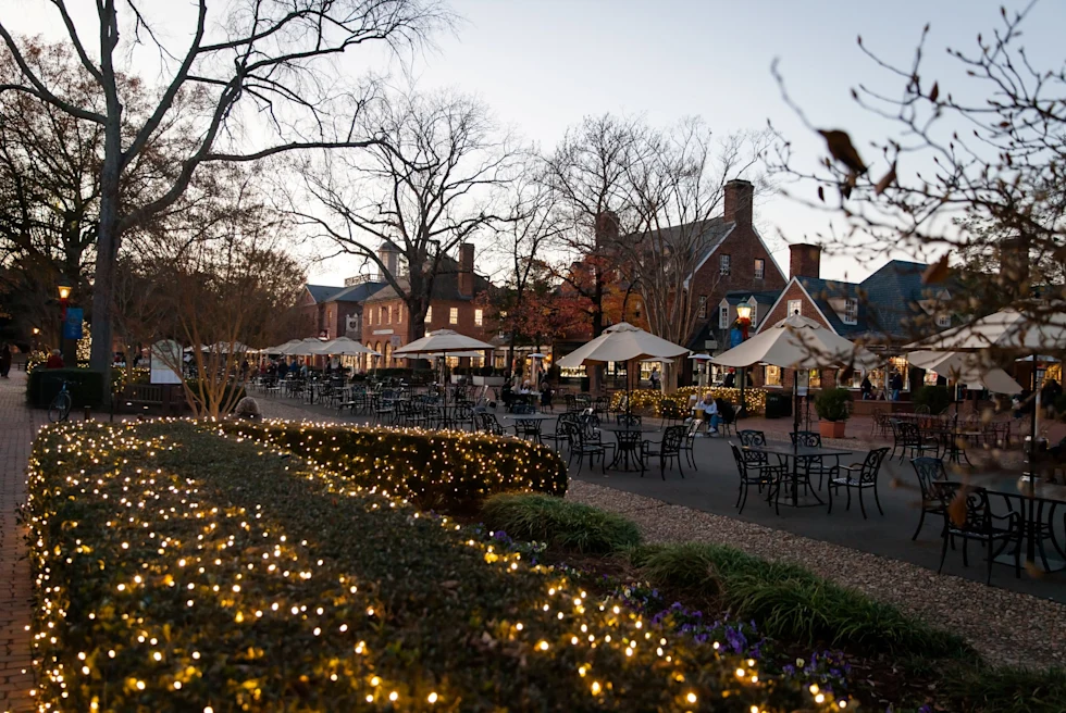 street with twinkle lights