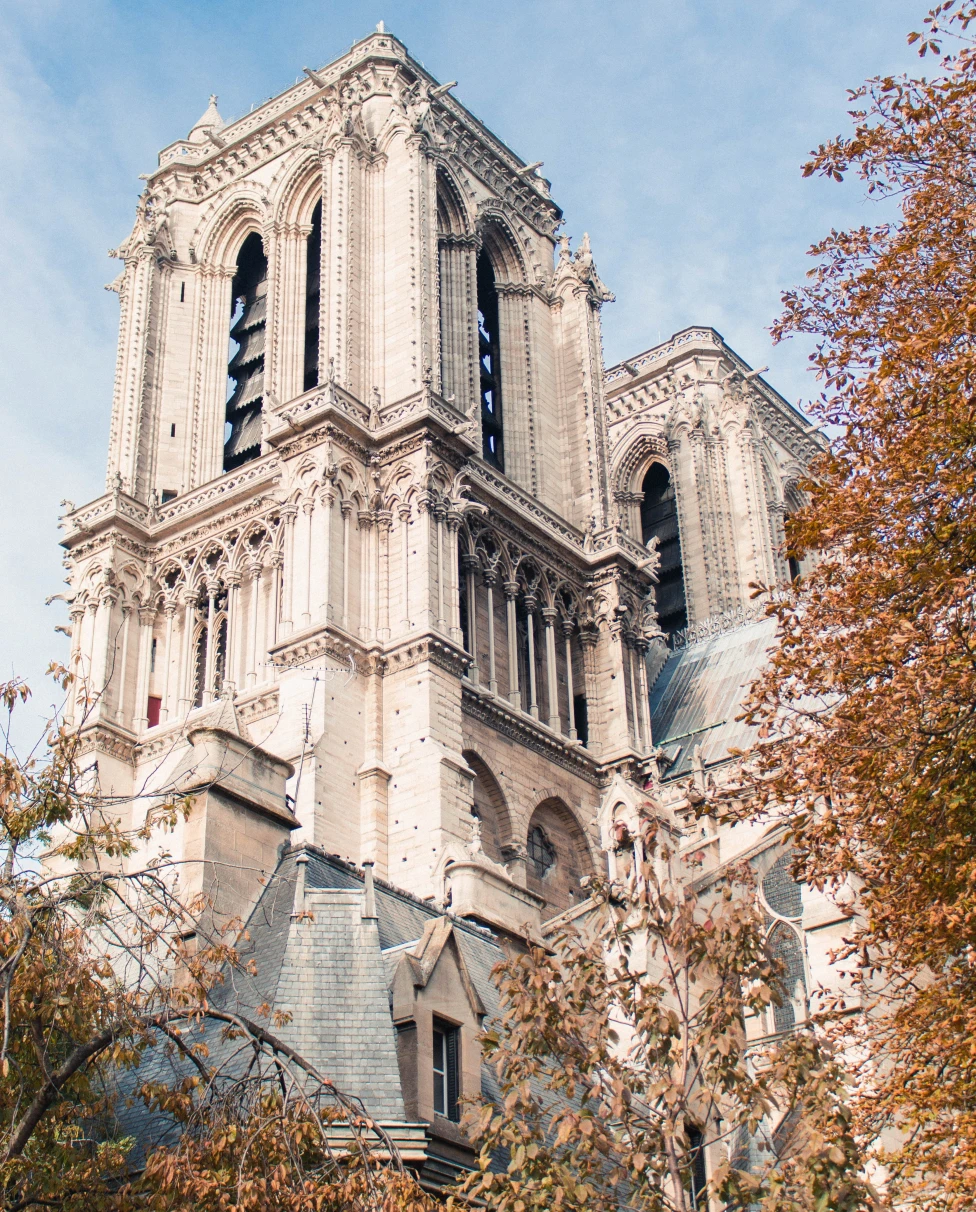 Gothic Notre Dame cathedral in Paris.