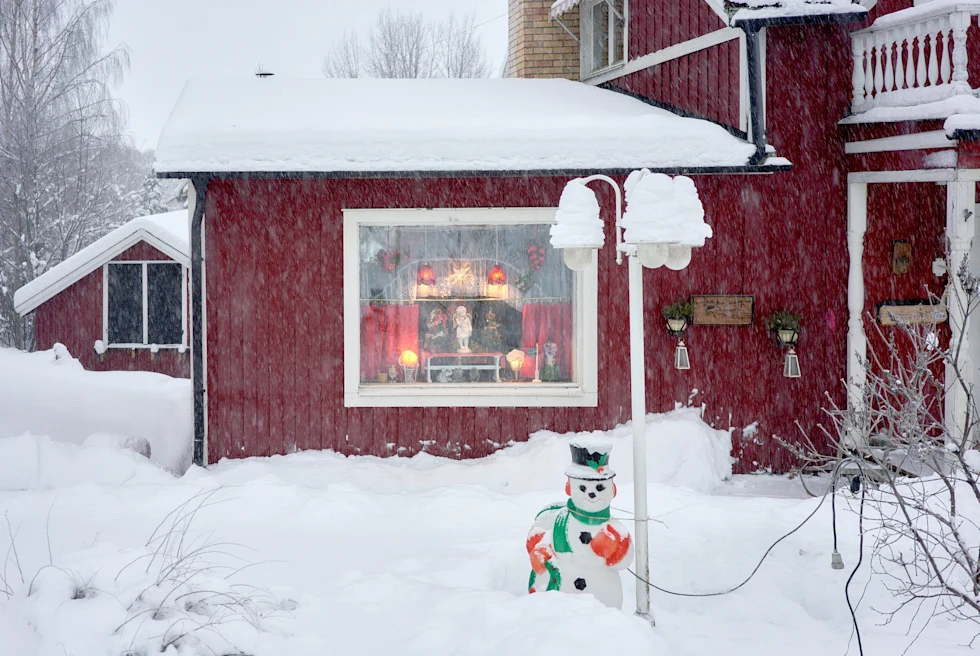 red building covered in snow