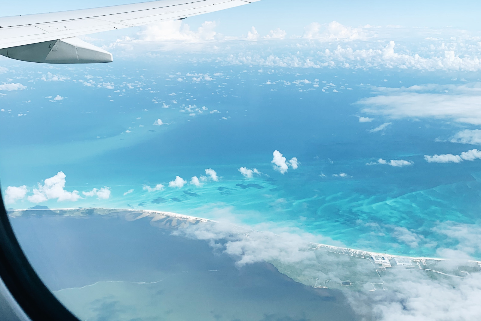 View out of an airplane flying over Mexico