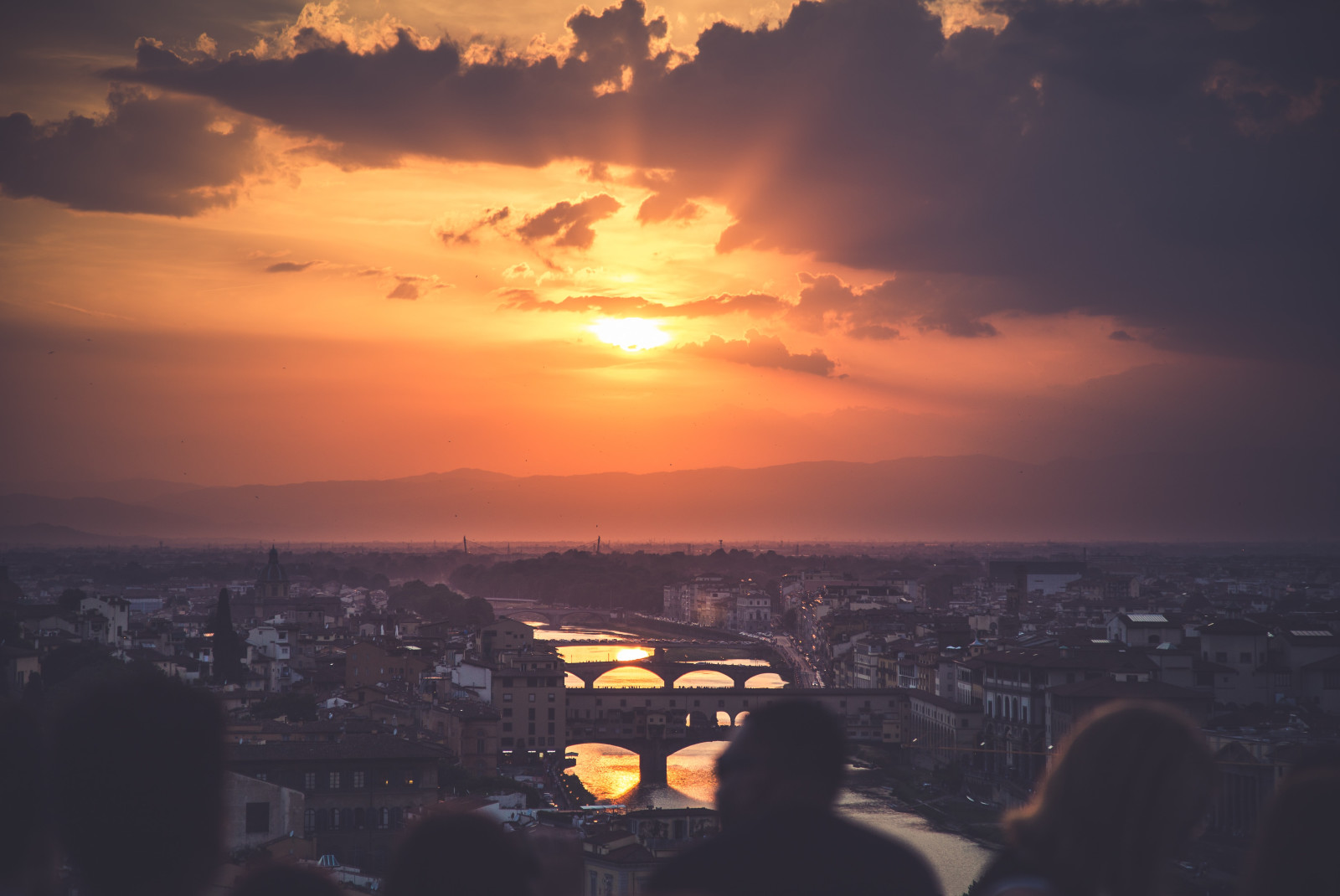 Sunset view from Piazzale Michelangelo in Florence Italy