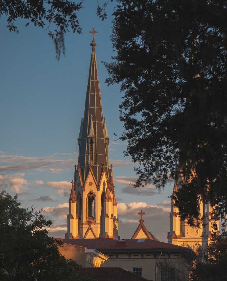 Church at sunset in Savannah, Georgia. 