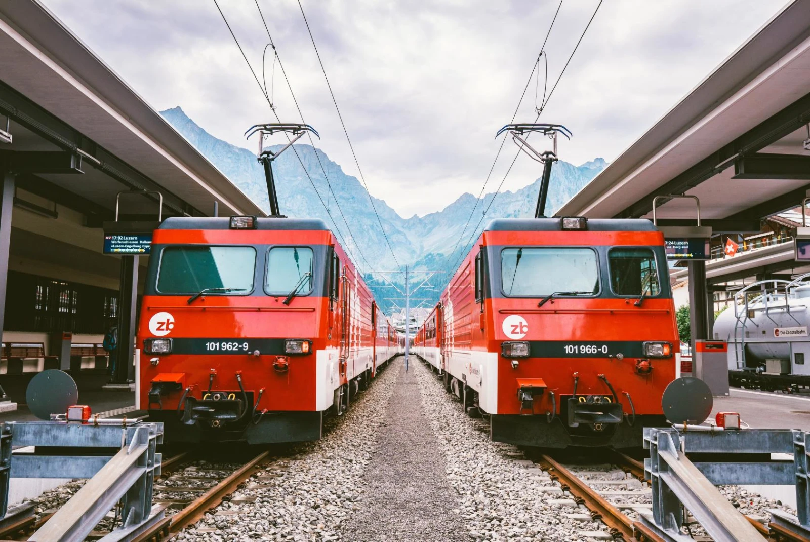 Photo of Two Red Trains
