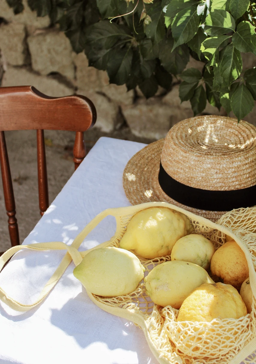 Lemons, hat and summer in Italy. 