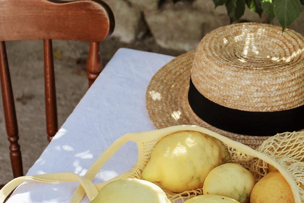 Lemons, hat and summer in Italy.