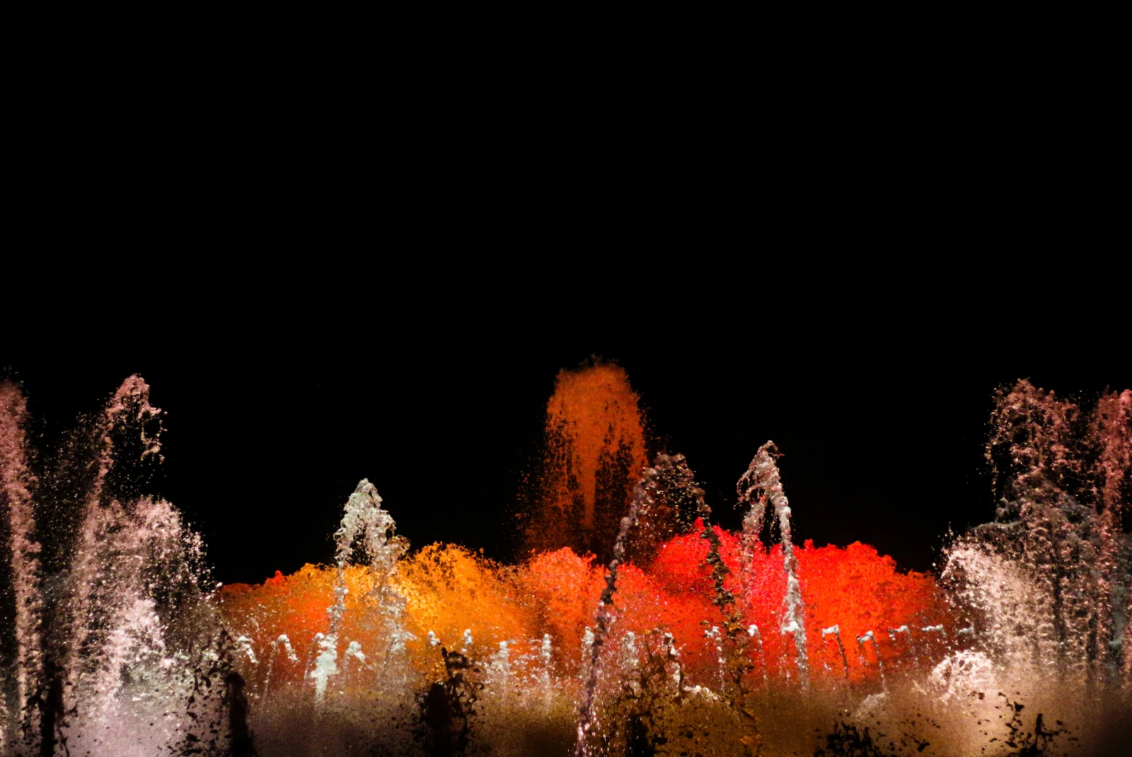 Magic Fountain with colors in Barcelona. 