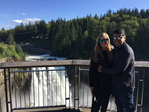 Couple enjoying Snoqualmie Falls