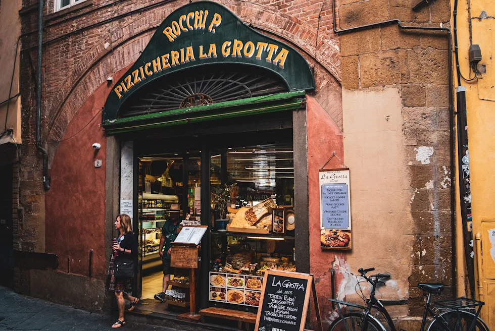 charming old store front of pizzeria