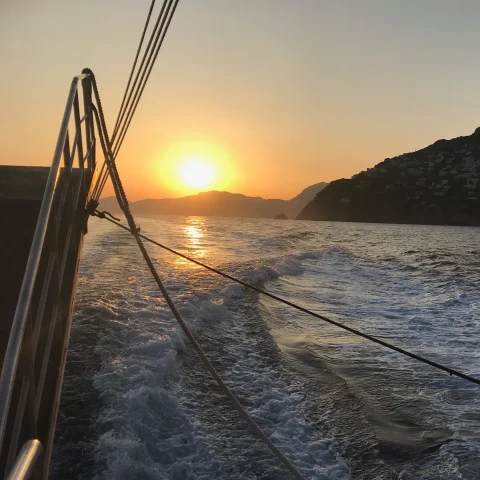 Beautiful sunset while aboard an Amalfi Boat.