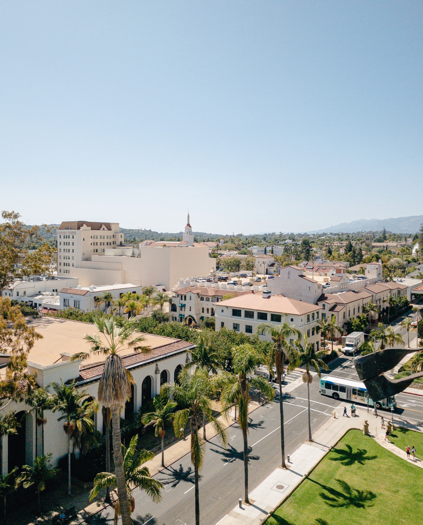 Trees and houses in Santa Barbara, California.  