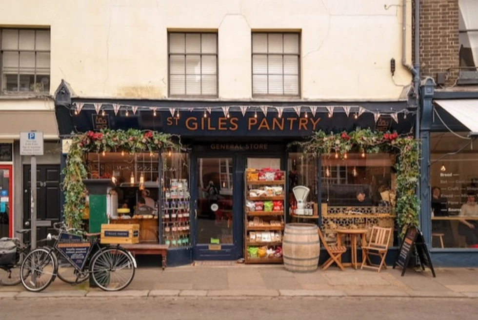 A grocery storefront.