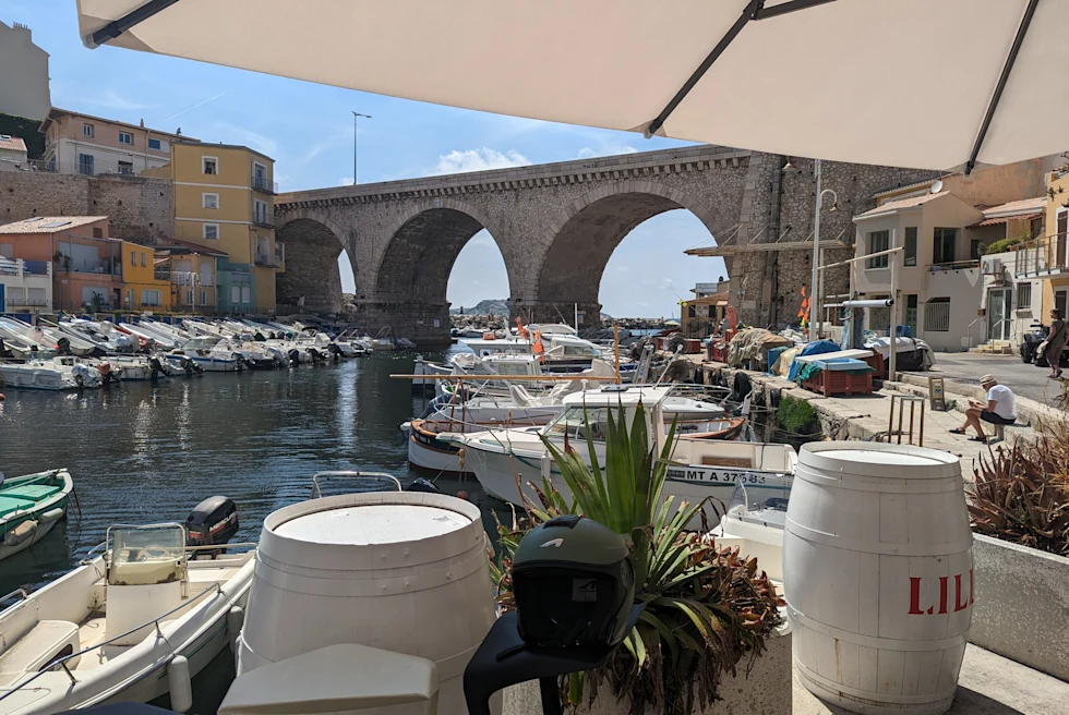 A view from a cafe in Marseille.