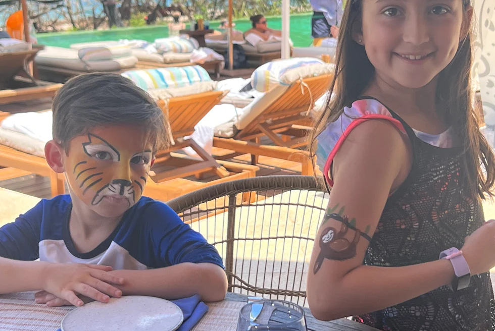 Kids having fun in a cafe