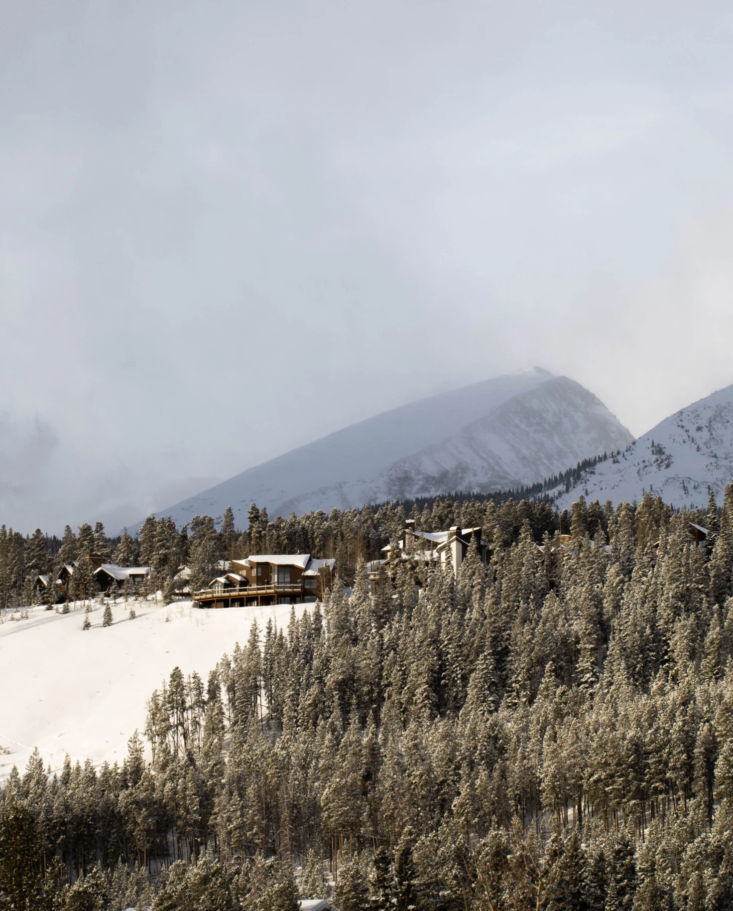 ski lodge in snowy mountain region