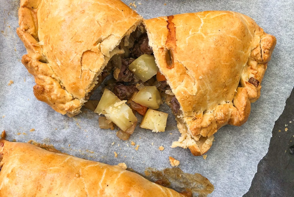Pastry filled with meat and potatoes