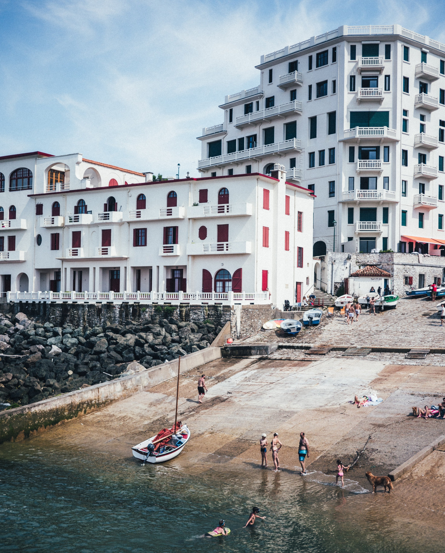 Oceanside with people in Basque Country. 