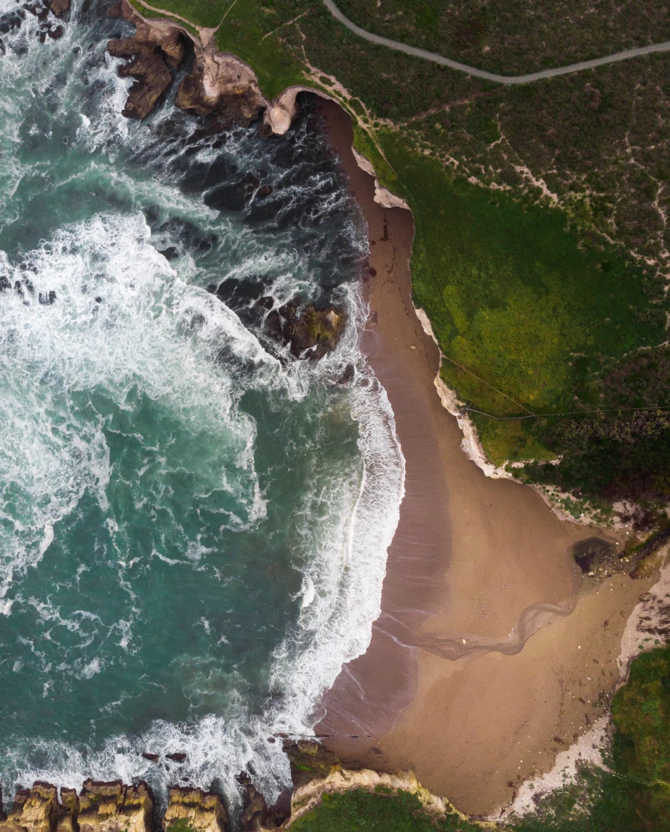 Aerial view of a beach. 