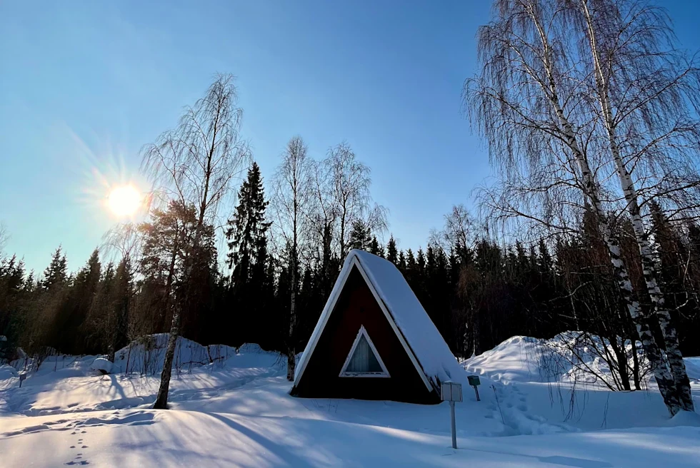 Brown and white house in Rovaniemi, Lapland.