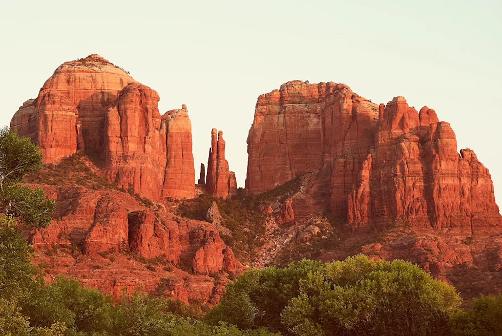 Red rocks at sunset at Grand Canyon.