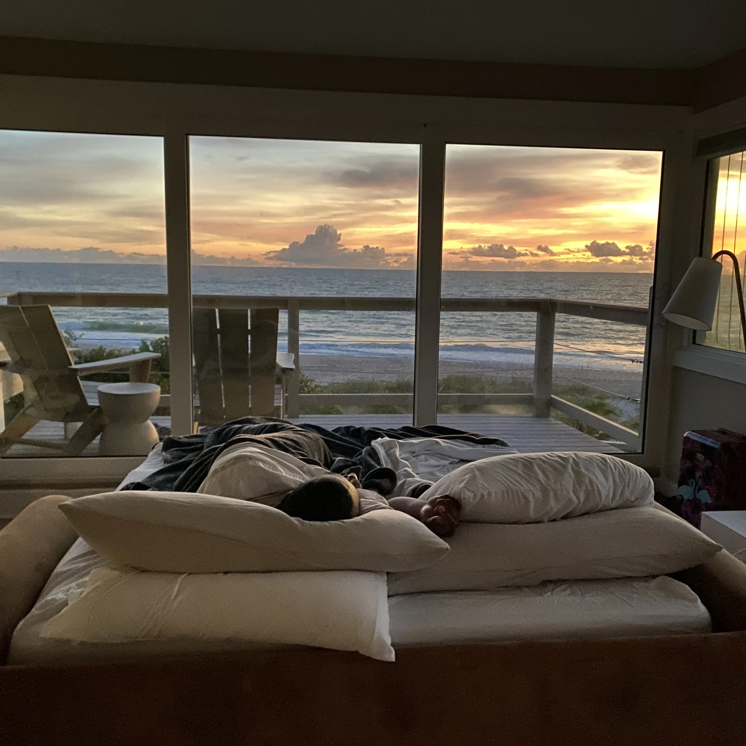 View of a beautiful hotel room beside the sea