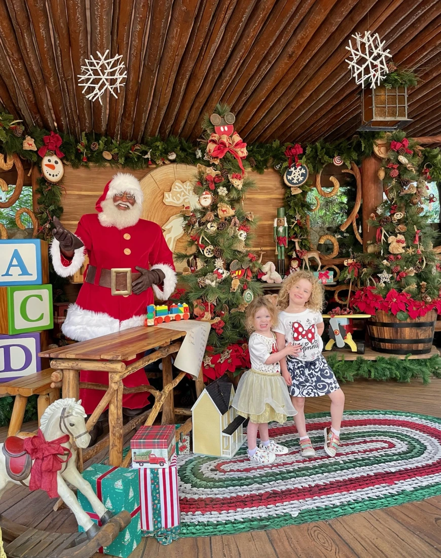 Happy kids posing with Santa