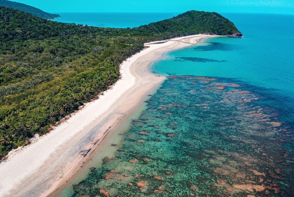 aerial view of ocean and beach