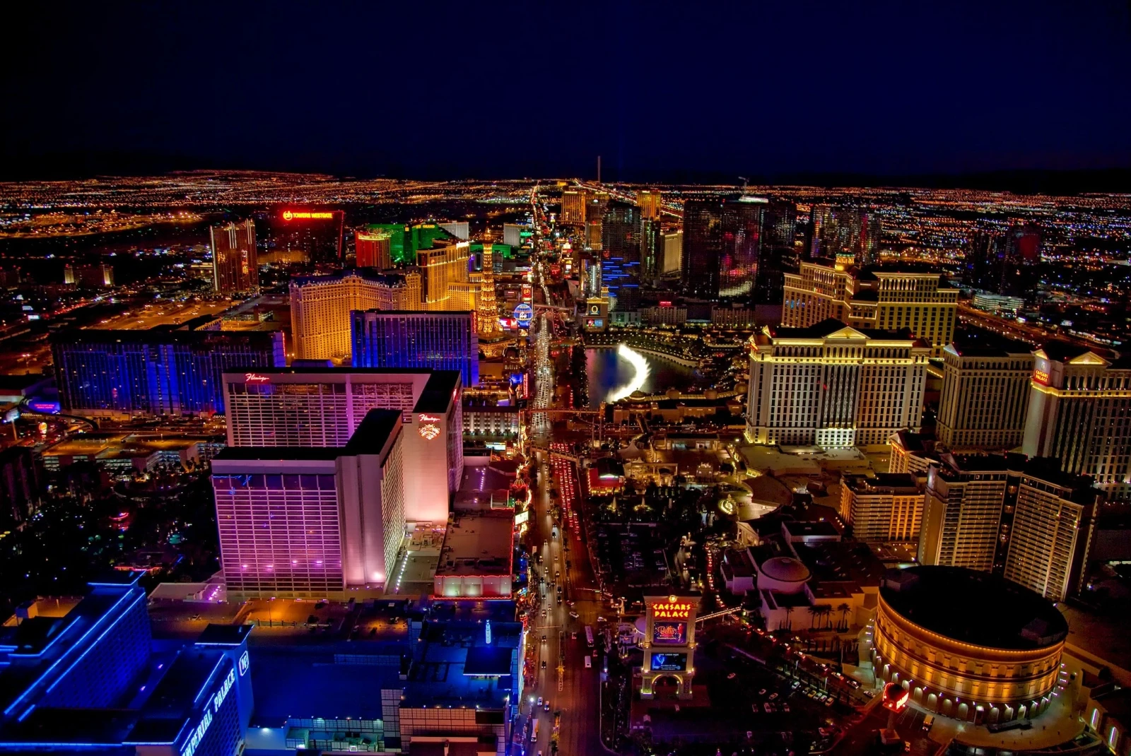 Las Vegas aerial night shot. 