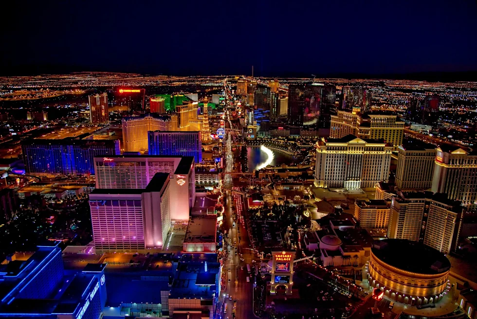 Las Vegas aerial night shot.