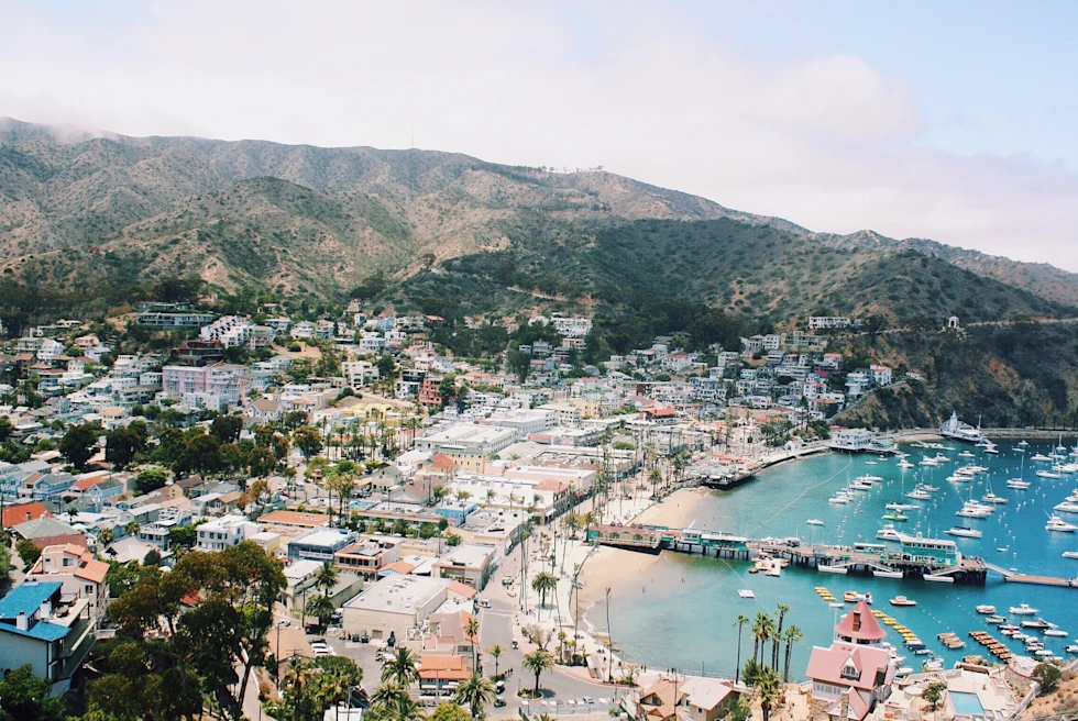 a view of Catalina Island from above.