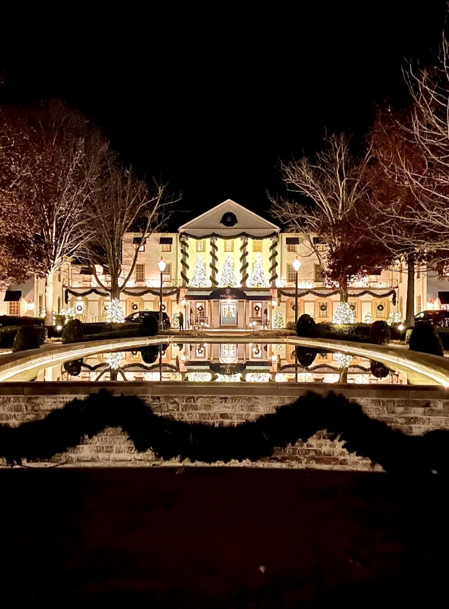 christmas lights on a historic house 