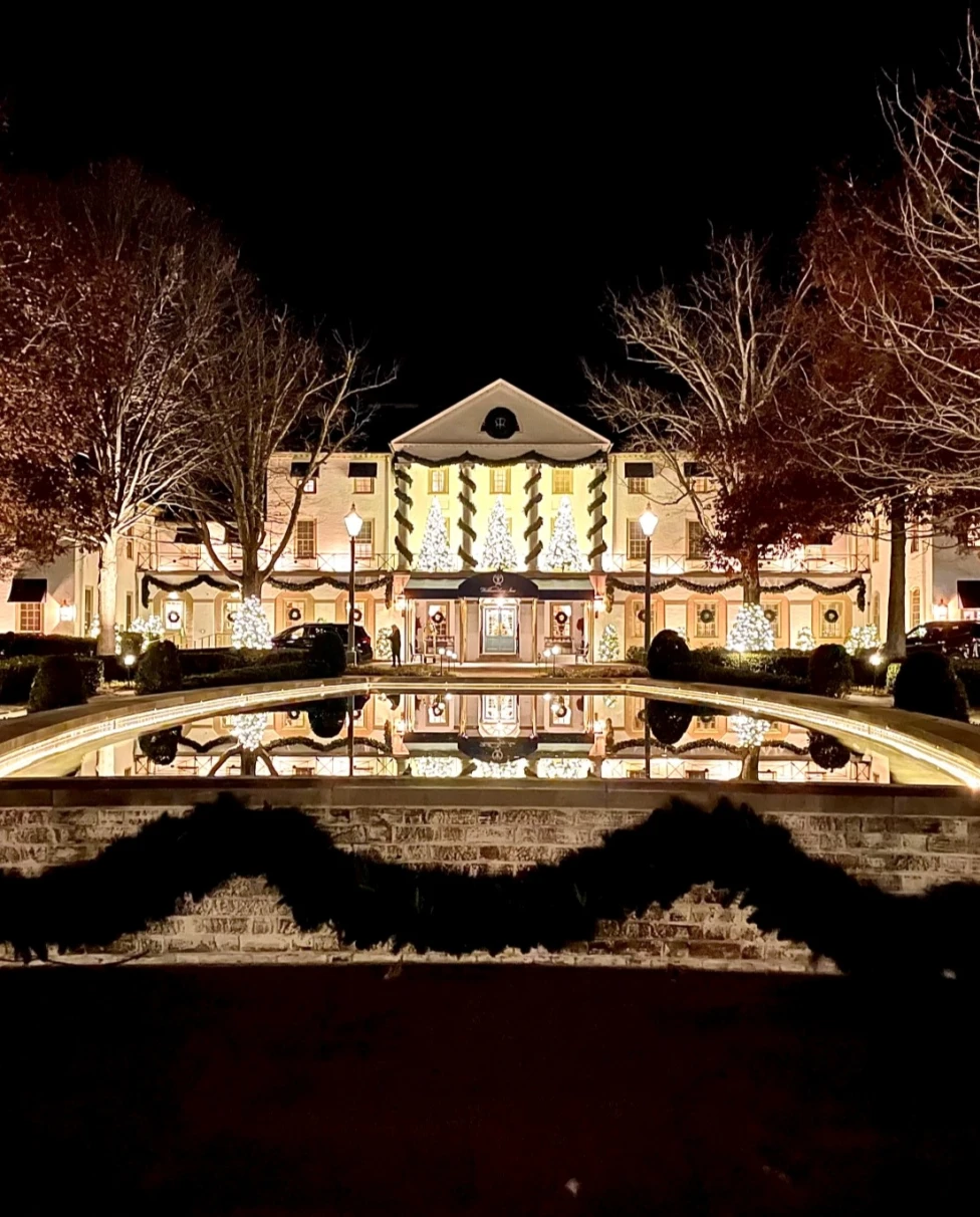 christmas lights on a historic house 