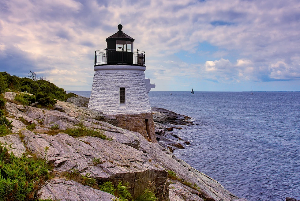 large lighthouse on the cliffs