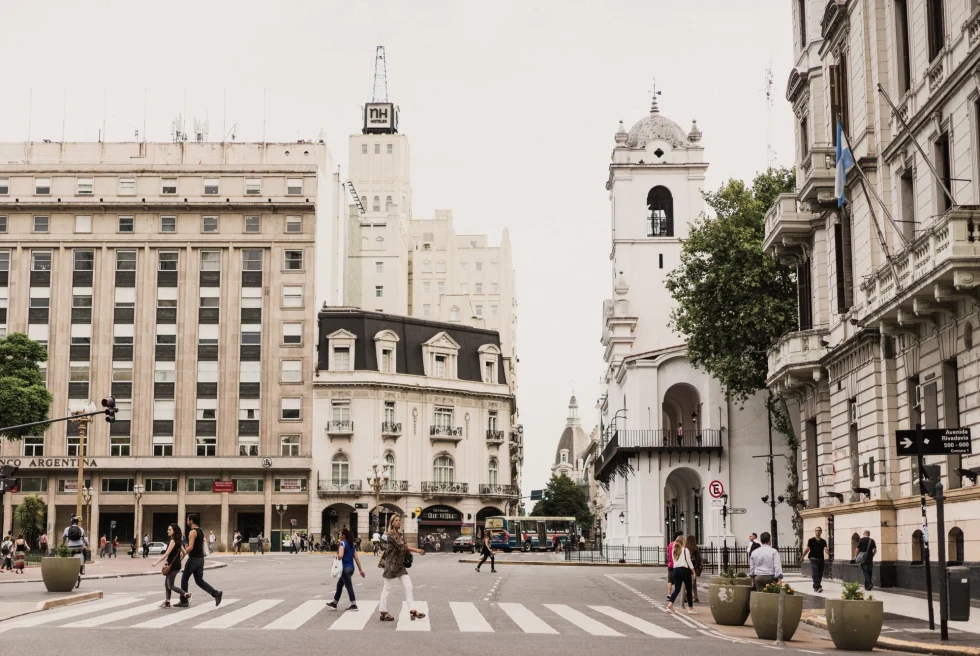 People walking down the streets of Buenos Aires in Argentina.