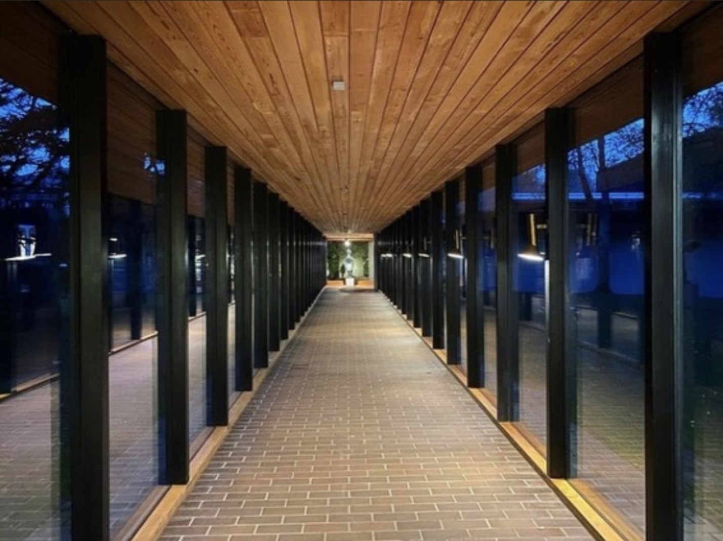 Modern outdoor hallway at the Louisiana Museum of Modern Art.