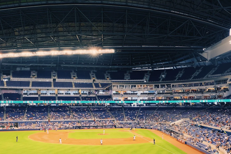 packed baseball stadium at night