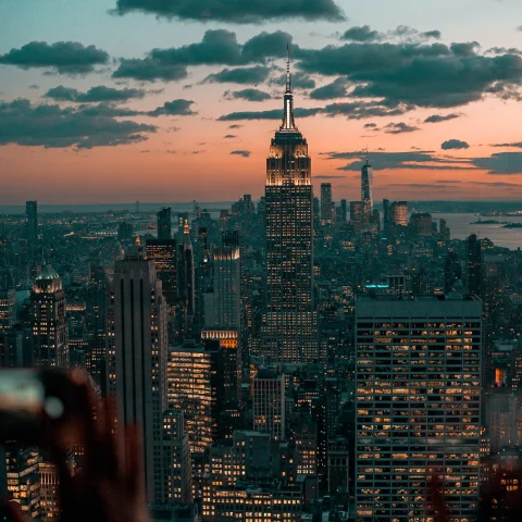 High rise buildings in NYC during night time