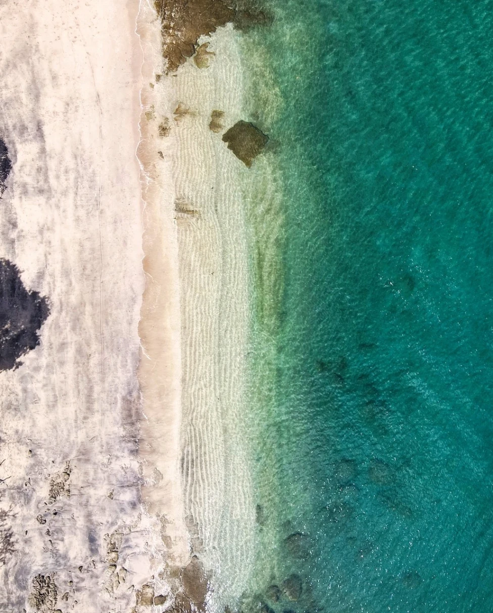 Aerial view of a beach.