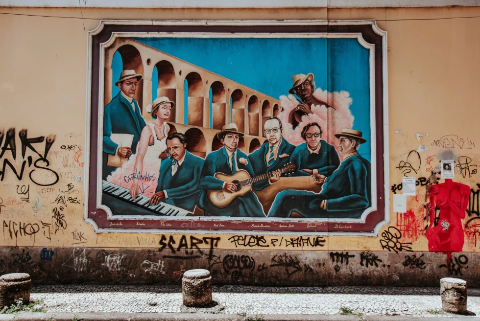 A wall of graffiti.