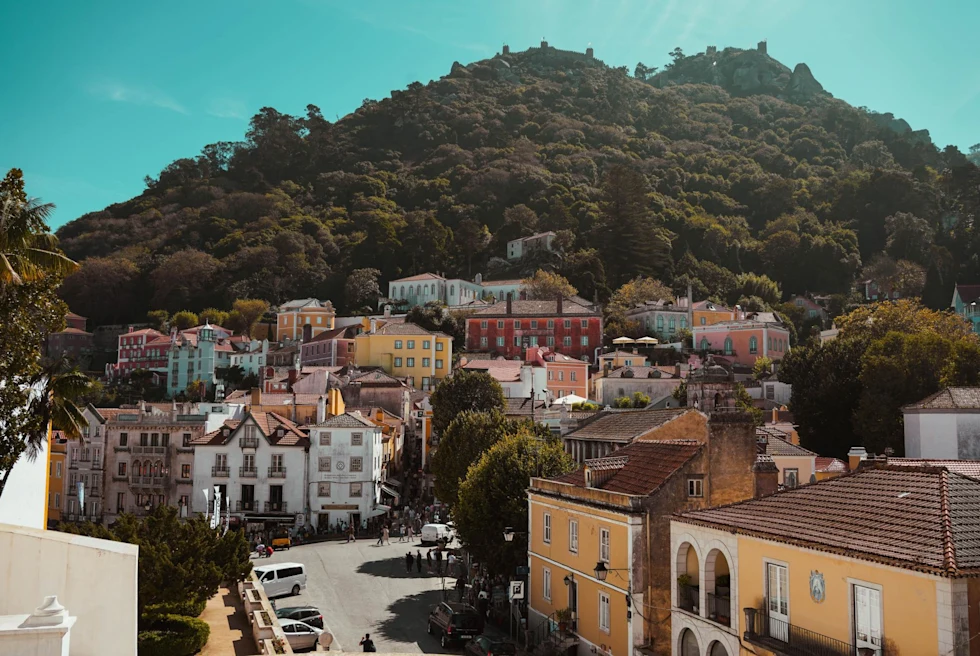 multicolored buildings in a small old town