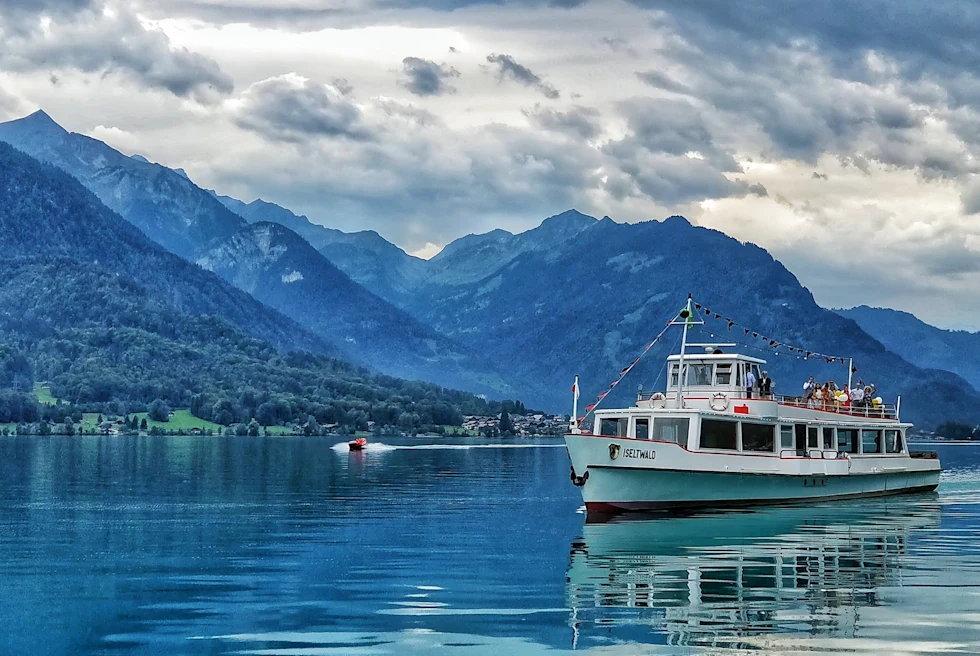 A boat on a lake in Interlaken.